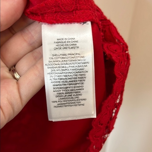 Lauren Ralph Lauren All Over Floral Lace Cherry Red Mini Dress - Size 6 - Picture 12 of 13